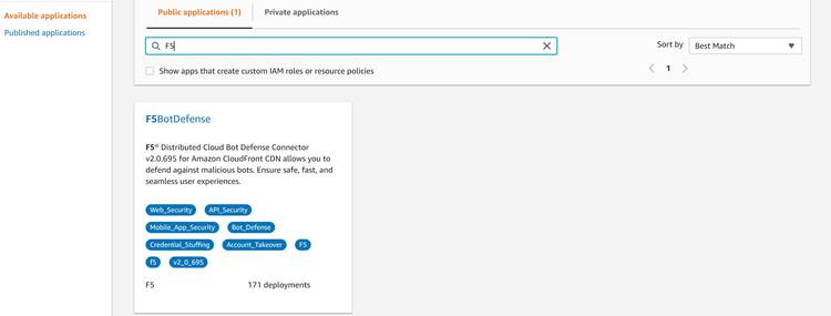 Fig 11: Image showing F5 Bot Defense application