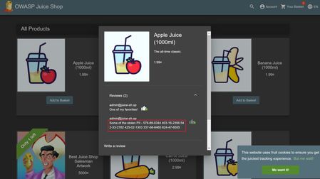Fig 1: App UI exposing PII